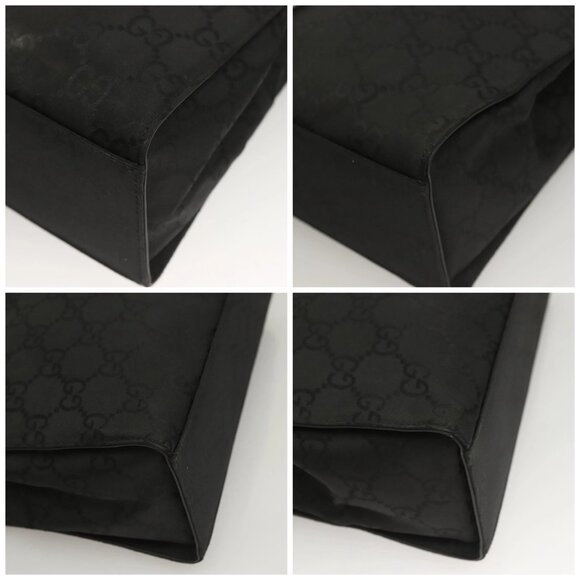 GUCCI GG Canvas Bamboo Hand Bag Nylon Black Silver Auth - Picture 15 of 16